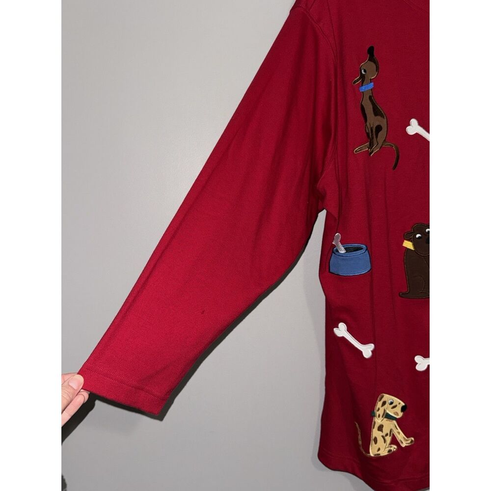 Vtg Bechamel Embroidered Dog Novelty Top Button Sweater Shirt Cardigan Red 2X - Picture 6 of 13